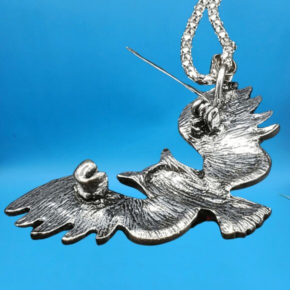 Colorful Owl Pin / Pendant Combo Necklace Rhinestone Enamel Jewelry Gift Boxed - Picture 7 of 8